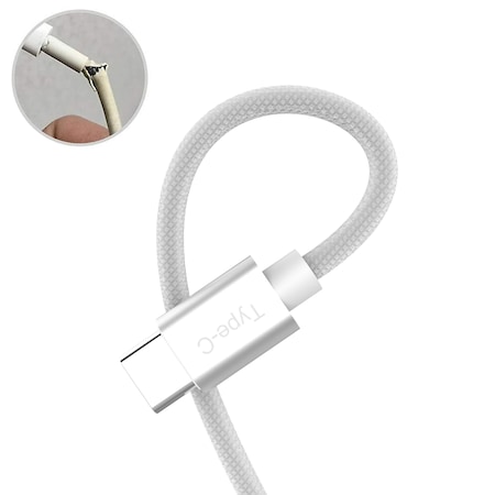 Emerald White 6FT USB Type C Braided Fast Charging Cable EE-AC6-WHT